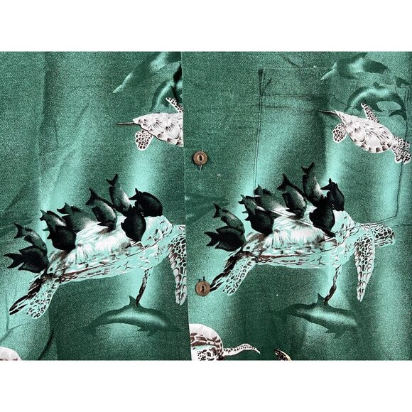 Men Graphic Coral Reef Shirt Button Front XL Tropical Fish Hawaiian 100% Cotton - Picture 4 of 11